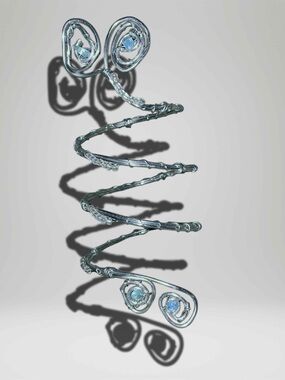 Silver Spiral Arm Cuff with Blue Opalescent Stones